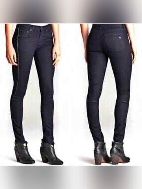 Rag & Bone | Lambskin Leather Trim Skinny Jeans